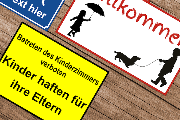 Individuelle Kinderschilder gestalten und kaufen. Schnelle Lieferung.