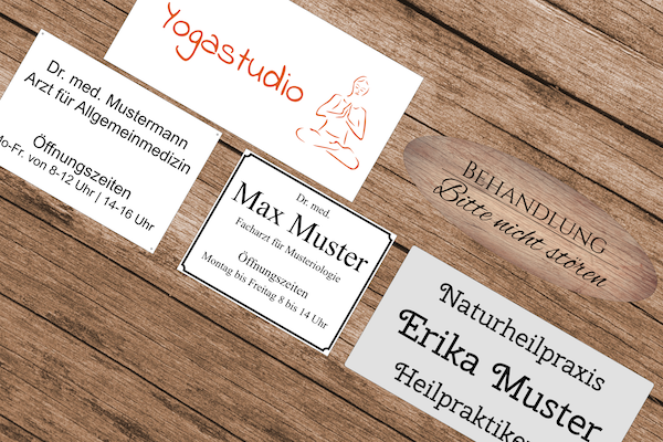 Individuelle Praxisschilder gestalten kaufen. Schnelle Lieferung